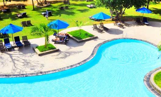 An aerial view of the Palms Hotel, Bentota, Sri Lanka