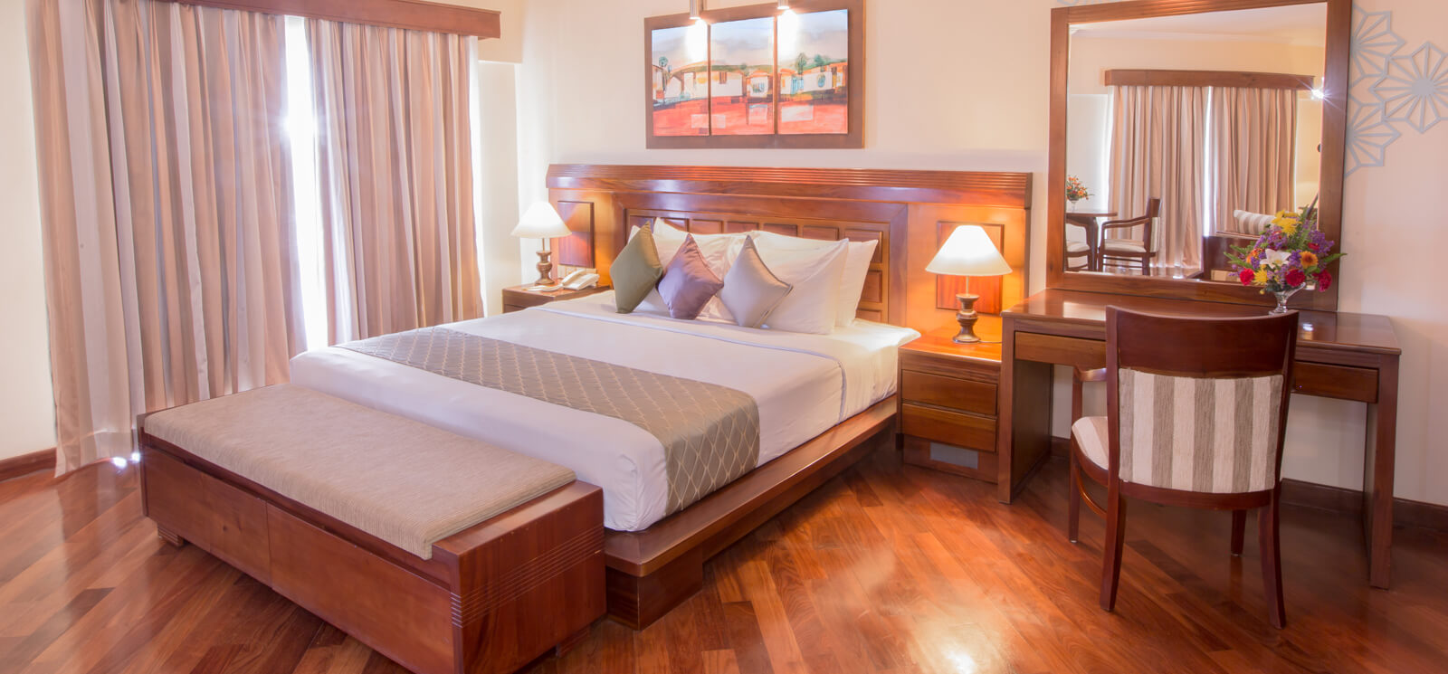 Comfortably appointed oceanfront suites at The Palms Hotel, Beruwala
