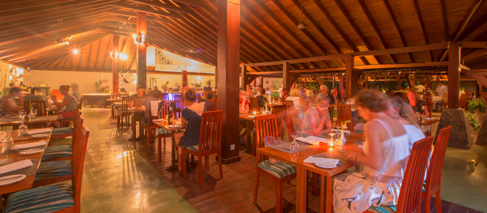 Relaxed dining space at the Golden Palms Restaurant in Beruwala