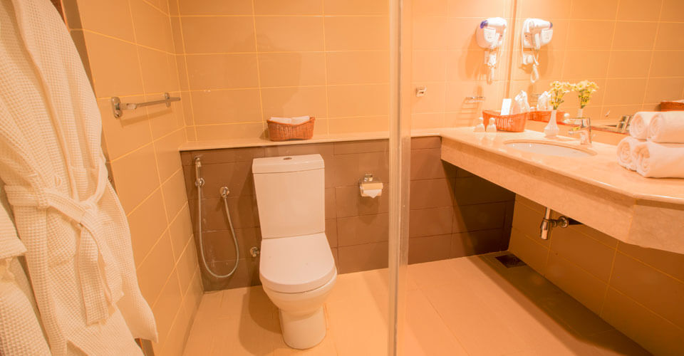 Attached shower and bath of the Garden View Suite Room